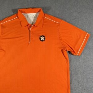 Houston Astros Antigua‎ Polo Shirt Mens Size XL Orange Performance Golf MLB